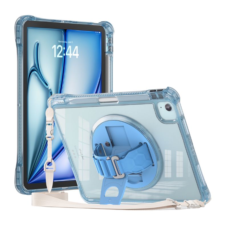 Load image into Gallery viewer, [With Pen Slot] [Built-in Stand] Apple iPad 10th (2022) 10.9&quot; - 360 Degree Acrylic Transparent Rotation Heavy Duty Series Case With Starp
