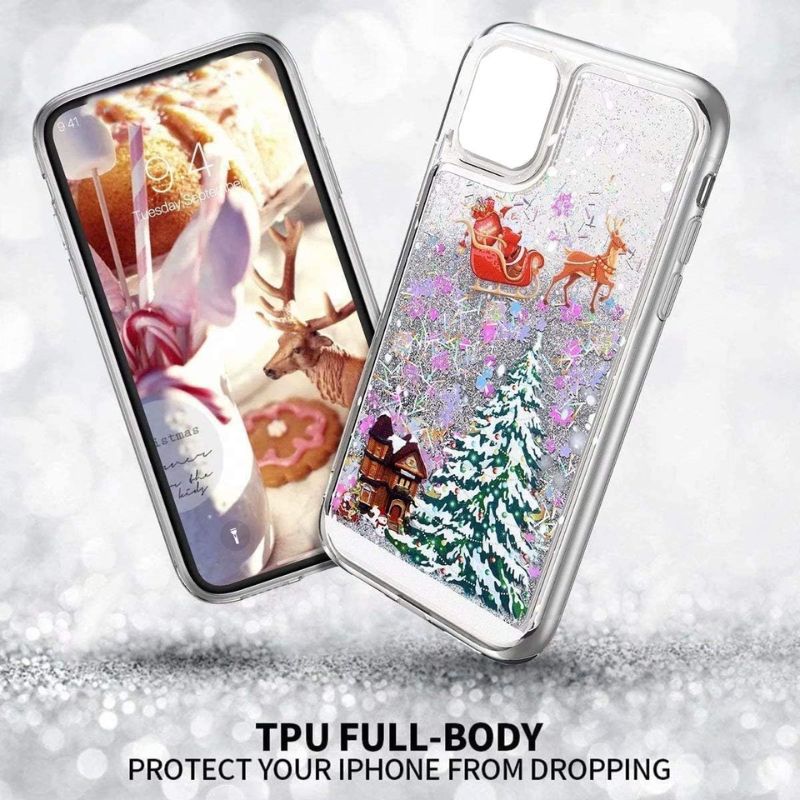 Load image into Gallery viewer, Apple iPhone 12/Mini/Pro/Max - Transparent Soft TPU Christmas Elements Liquid Glitter Fashion-Forward Series Case
