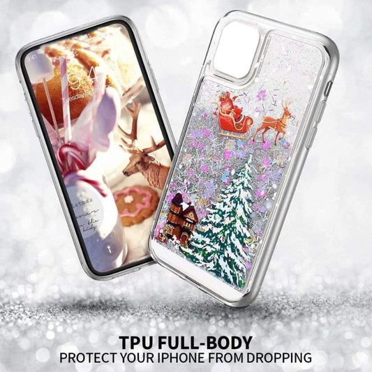 Apple iPhone 13/Mini/Pro/Max - Transparent Soft TPU Christmas Elements Liquid Glitter Fashion-Forward Series Case