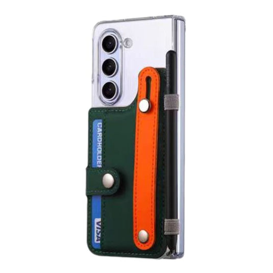 [With Card Slot] Samsung Galaxy S24(SM-S921)/Plus(SM-S926)/Ultra(SM-S928) - Transparent Color Blocking Wallet Series Case With Wrist Strap