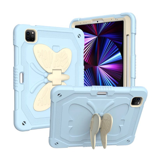 [With Pen Slot] [Built-in Stand] Apple iPad Pro 5th Gen (2021) 11" - Child Friendly Silicone Cartoon Butterfly Fashion-Forward Series Case With Strap