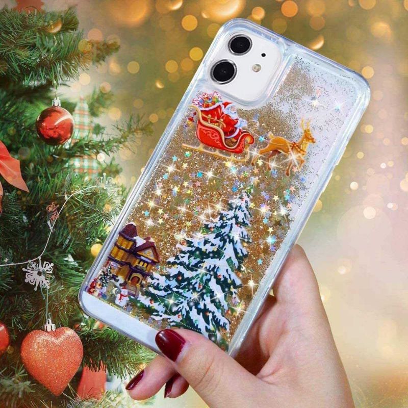 Load image into Gallery viewer, Apple iPhone 12/Mini/Pro/Max - Transparent Soft TPU Christmas Elements Liquid Glitter Fashion-Forward Series Case
