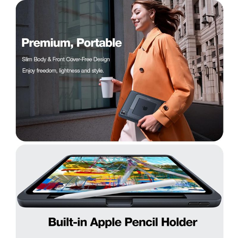 Load image into Gallery viewer, [With Pen Slot][Built-in Stand] Apple iPad Pro 6th Gen (2022) 12.9&quot; - TORRAS Acrylic Full Cover Military Grade Heavy Duty Series Case
