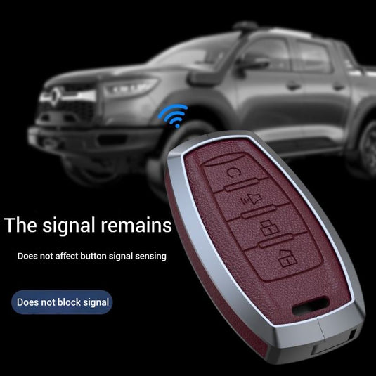 Great Wall Zinc Alloy Leather Car Key Fob Case Cover For GWM Cannon (Pao) Passenger, Commercial