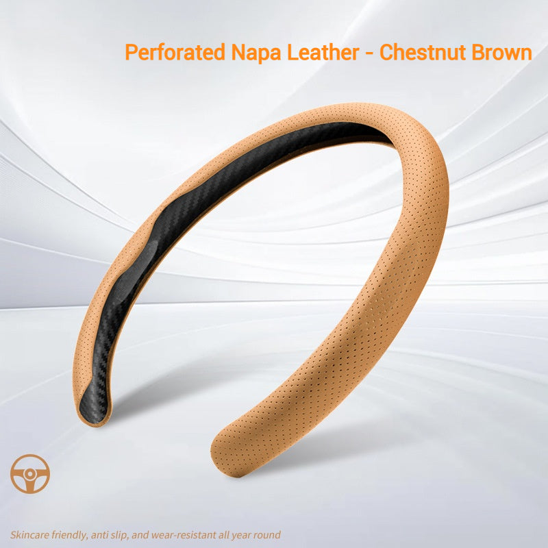 Load image into Gallery viewer, Universal Nappa Leather Steering Wheel Cover – For Four Season &amp; Non-slip &amp; Breathable &amp; Scratch-resistant &amp; Wear-resistant &amp; Perforated Design - i-Station Mobile Phone &amp; Electronic Device Repair and Accessories
