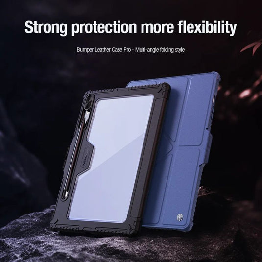 [With Slide Cover][Built-in Pen Slot] Samsung Galaxy Tab S10 Ultra (SM-X920) 14.6" - NILLKIN PU Leather Multi-angle Adjustable Shockproof