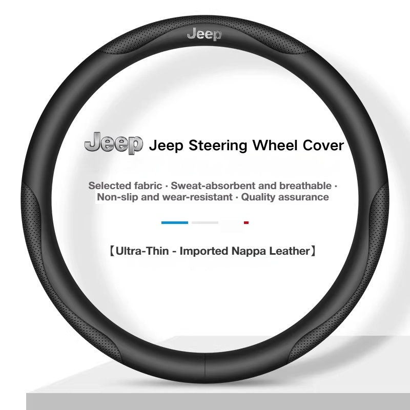 Load image into Gallery viewer, Jeep Genuine Leather Spliced Design with Breathable &amp; Anti-Slip Grip Steering Wheel Cover For Wrangler, Cherokee, Renegade, Grand Commander, Compass - i-Station Mobile Phone &amp; Electronic Device Repair and Accessories
