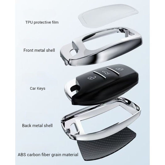 Roewe Zinc Alloy + Carbon Fiber Texture Car Key Fob Case Cover For RX3, RX5, RX5 Plus, RX8, ERX5, i5, i6