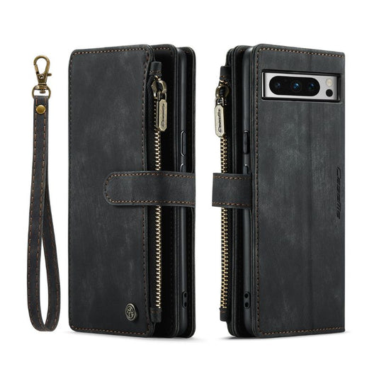 [With Card Slot][[Magsafe Compatible]] Google Pixel 8/8A/8 Pro - Women Lanyard PU Leather Flip Wallet With Zip Series Stand Case