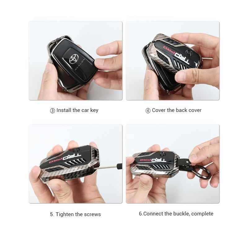Load image into Gallery viewer, BMW Carbon Fiber Metal Protective Car Key Fob Case Cover For 1, 3, 4, 5, 6 Series, X3, X5, X6, X7
