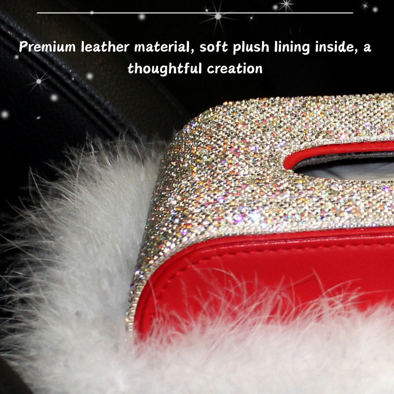 Load image into Gallery viewer, Car-Mounted Diamond-Studded Tissue Box Creative Car Central Console Ornament Interior With Feather Mat - i-Station Mobile Phone &amp; Electronic Device Repair and Accessories
