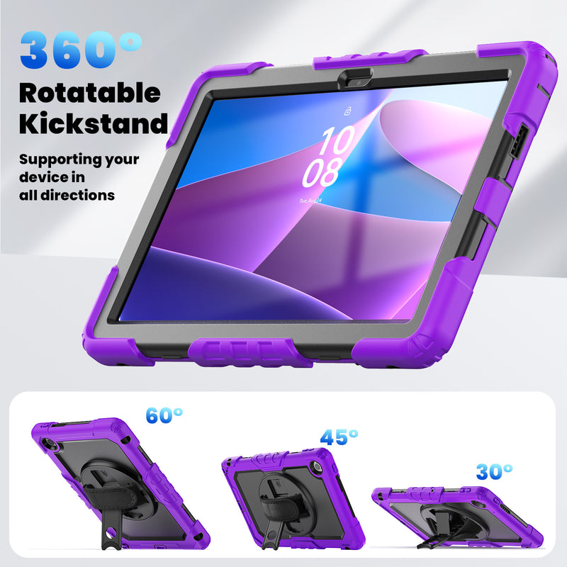 Load image into Gallery viewer, [Built-in Kickstand] Lenovo Tab 10.1&quot; 2025 (TB311FU/TB311XU) - Silicone Full Covered Heavy Duty Series Case With Adjustable Hand Strap

