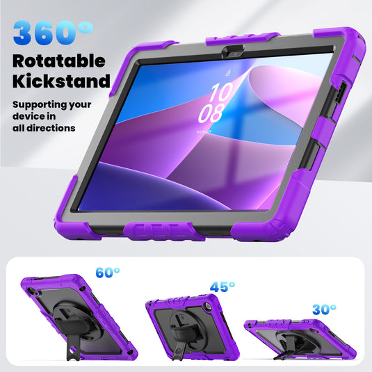 [Built-in Kickstand] Lenovo Tab 10.1" 2025 (TB311FU/TB311XU) - Silicone Full Covered Heavy Duty Series Case With Adjustable Hand Strap