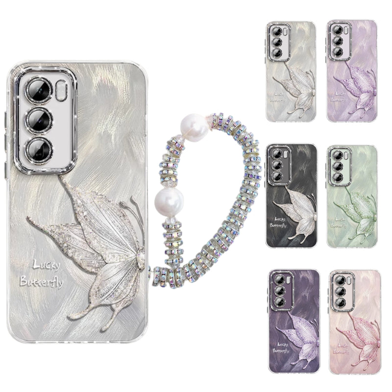 Load image into Gallery viewer, OPPO Reno 12 5G (CPH2625) - Simple Lucky Butterfly Fashion-Forward Series Case With Pearl Hanging Rope
