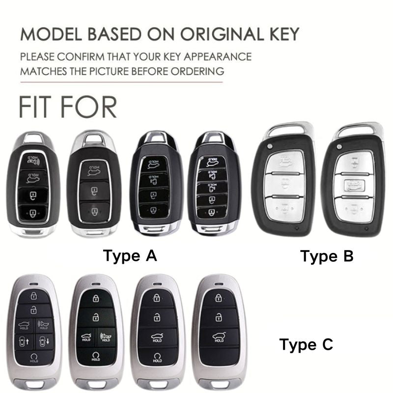 Load image into Gallery viewer, Hyundai Zinc Alloy + Carbon Fiber Texture Car Key Fob Case Cover For Palisade, Elantra, Accent, Kona, Santa Fe, Veloster
