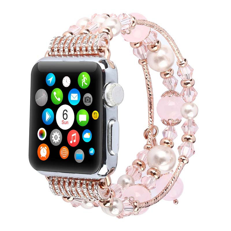 Load image into Gallery viewer, Apple Watch Series 1/2/3/4/5/6/SE/7 Gen - Fashion Agate Beaded Watch Band Chain
