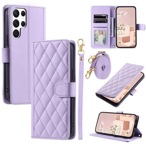 [With Card Slot] Samsung Galaxy S24/Plus/Ultra - Women Crossbody PU Leather Flip Wallet Series Stand Case With Lanyard