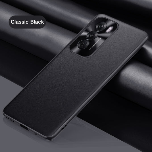 OPPO Reno 12 Pro 5G (CPH2629) - Simple PU Leather Metal Lens Ring Essentials Series Case