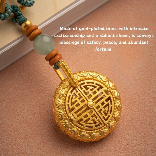 Safety Blessing Handmade Hollow Gold-Plated Box Jade Tassel Car Rearview Mirror Pendant Car Interior Decoration - i-Station Mobile Phone & Electronic Device Repair and Accessories