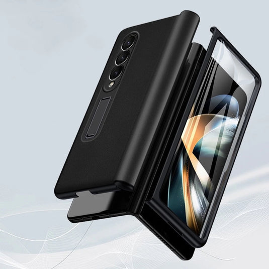 Samsung Galaxy Fold 4 (SM-F936) - Case and Film Integrated Genuine Leather Series Stand Case