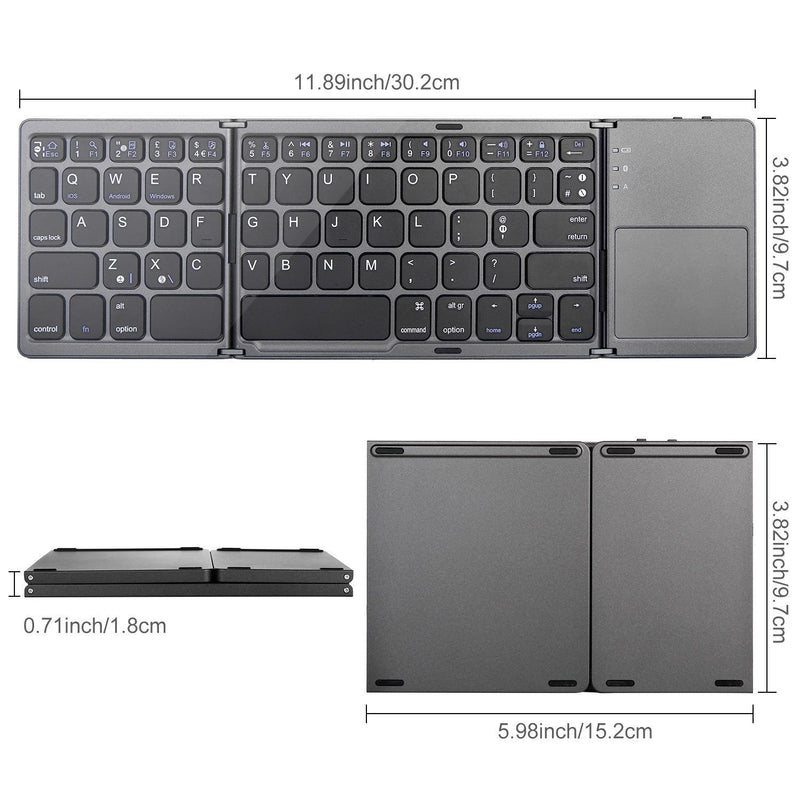 Load image into Gallery viewer, Ultra - Thin Portable Touchpad Wireless Bluetooth Tri - Fold Mini Keyboard (Compatible with Mobile Phones, Tablets, and Laptops)
