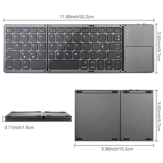 Ultra - Thin Portable Touchpad Wireless Bluetooth Tri - Fold Mini Keyboard (Compatible with Mobile Phones, Tablets, and Laptops)