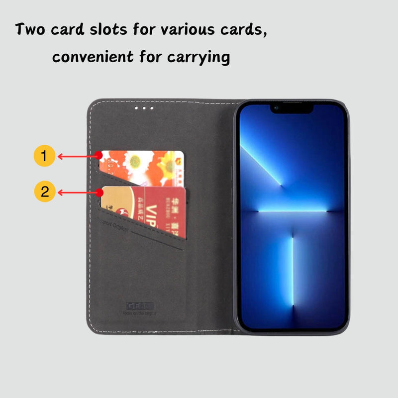 Load image into Gallery viewer, [With Card Slot][Adjustable Bracket] Apple iPhone 14/Plus/Pro/Max - Business Anti-Drop and Anti-Scratch Genuine Leather Flip Wallet Series Stand Case
