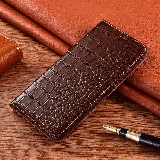 [With Card Slot] Nokia G42 - Genuine Leather Crocodile Pattern Wallet Series Stand Case