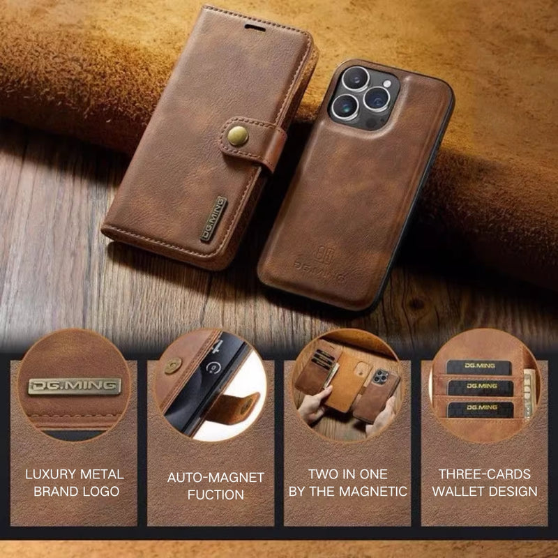 Load image into Gallery viewer, [With Card Slot] Apple iPhone 12/mini/Pro/Max - Magnetic Snap Closure Drop Proof Genuine Leather Flip Wallet Series Case
