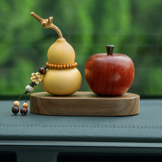 Natural Gourd Plum Blossom Pendant Walnut Wood Base Car Dashboard Ornament Handmade Carving Premium Gift - i-Station Mobile Phone & Electronic Device Repair and Accessories