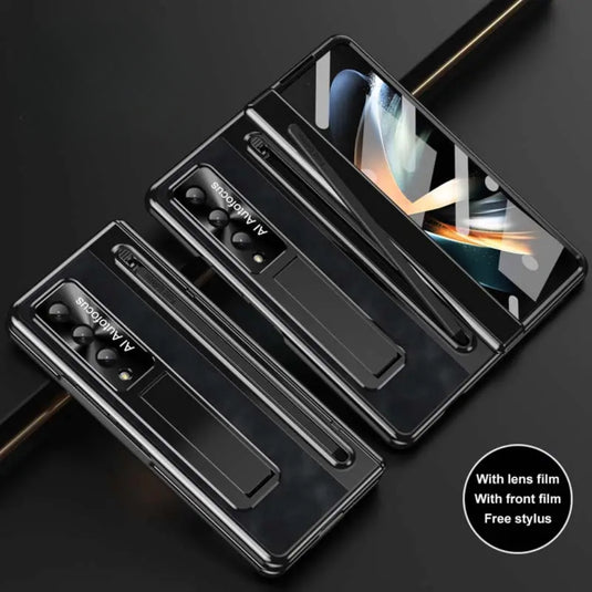 [With Card Slot] Samsung Galaxy Z Fold 5 5G (SM-F946) - Retro Leather Folding Stand Series Shockproof Case