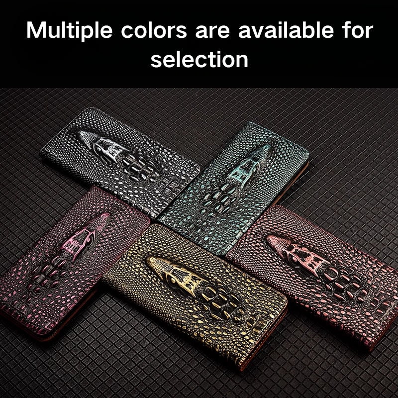 Load image into Gallery viewer, [With Card Slot] Motorola Moto Edge 50 Fusion - Crocodile Head Genuine Leather Flip Wallet Series Stand Case
