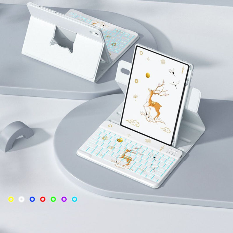 Load image into Gallery viewer, [With Pen Slot] Apple iPad 10.2&quot; 7th/8th Gen (2019/2020) - Cartoon Free Rotation Magnetic Adsorption Case With Backlight and Touchpad Keyboard
