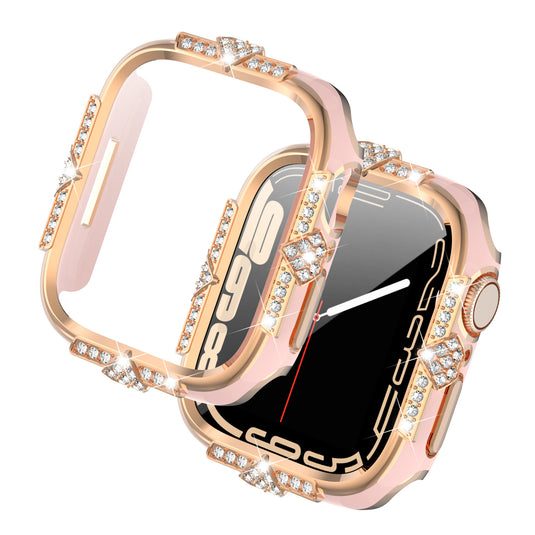 [2 in 1 - Case + Protector] Apple Watch Series 4/5/6/SE/7/8/9 - Fashion Diamond-inlaid Shockproof Frame Case