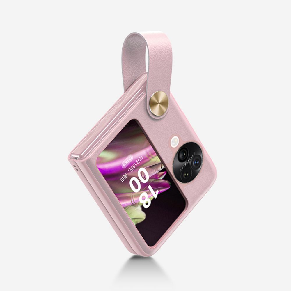 OPPO Find N3 Flip (PHT110)  - Fashion Matte Leather Texture Essentials Series Case With Wrist Strap - i-Station Mobile Phone & Electronic Device Repair and Accessories
