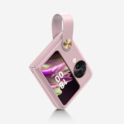 OPPO Find N3 Flip (PHT110)  - Fashion Matte Leather Texture Essentials Series Case With Wrist Strap - i-Station Mobile Phone & Electronic Device Repair and Accessories