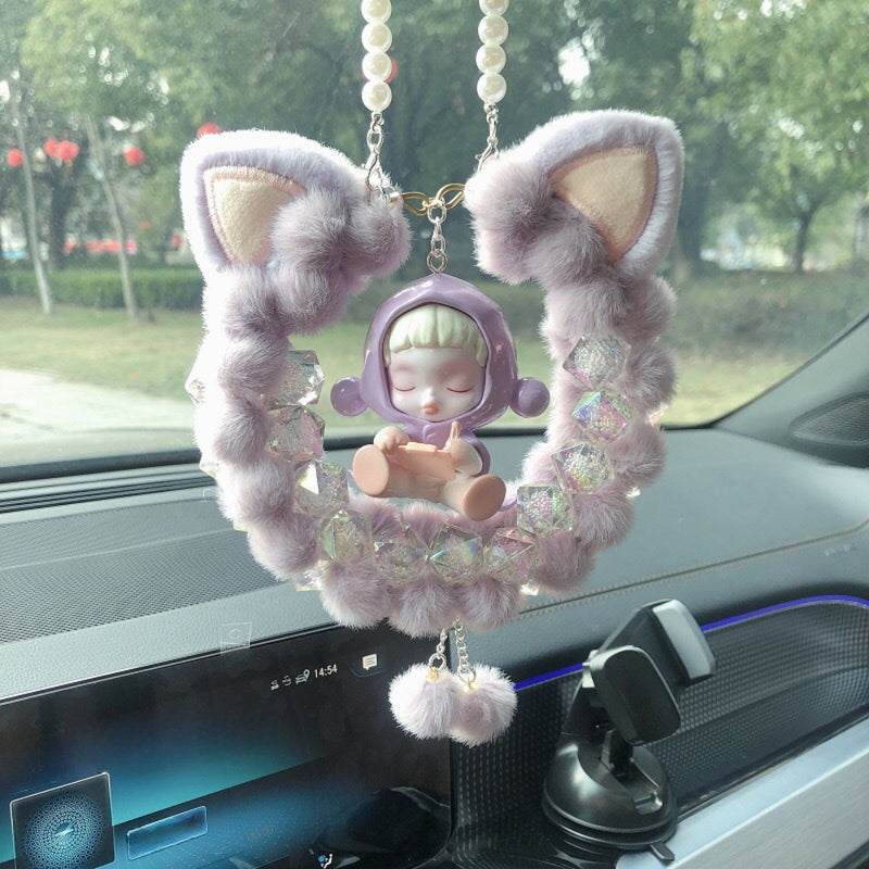 Load image into Gallery viewer, Cartoon Crystal Doll Car Rearview Mirror Hanging Ornament Car Interior Decoration Premium Gift - i-Station Mobile Phone &amp; Electronic Device Repair and Accessories

