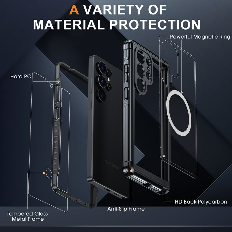 Load image into Gallery viewer, [Magsafe Compatible] Samsung Galaxy S25/Plus/Ultra - 9H Glass Three-proof Full Cover Heavy Duty Series Case
