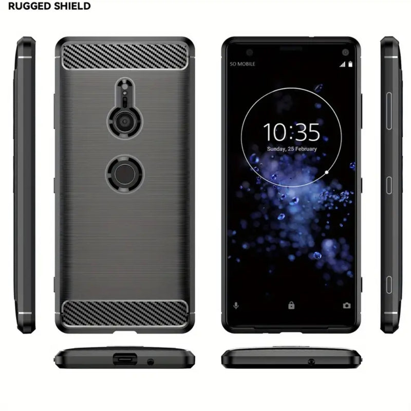 Load image into Gallery viewer, Sony Xperia XZ2 Compact - Brushed Carbon Fiber TPU Heavy Duty Series Case
