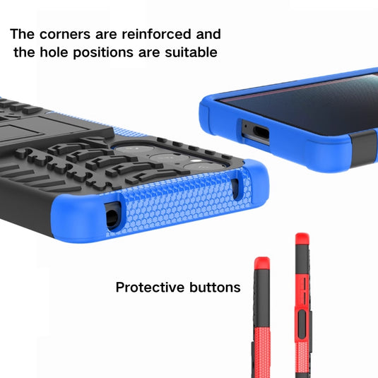 Sony Xperia 10 V - Anti-slip Honeycomb Tire Pattern TPU+PC Stand Case