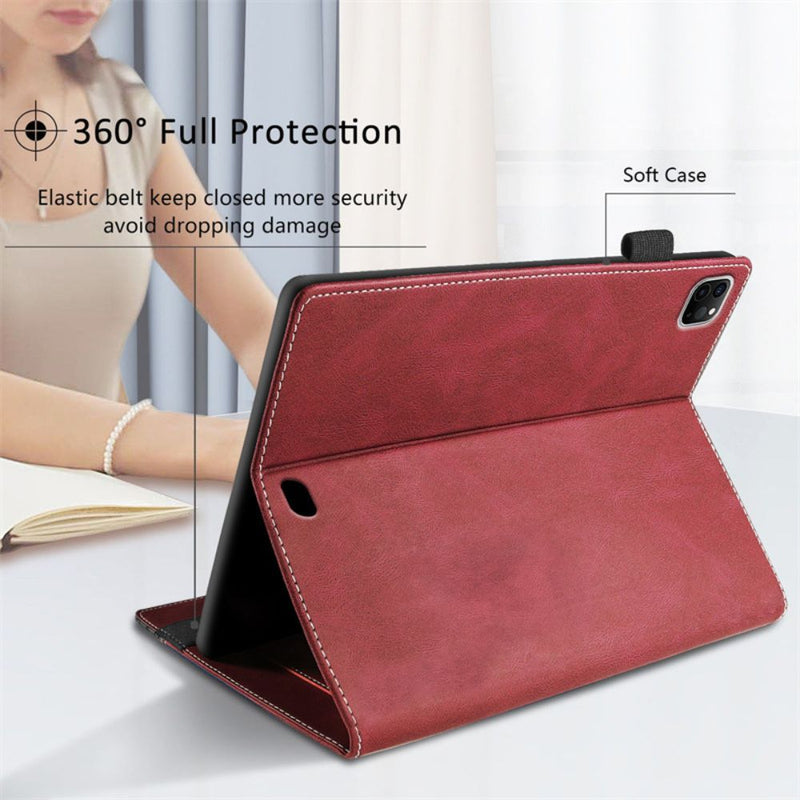 Load image into Gallery viewer, Apple iPad 9.7&quot; 5th/6th Gen (2017/2018) - Business Smart Sleep PU Leather Flip Case With Elastic Band and Stylus Loop
