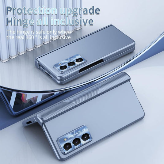 [With S Pen and Lens Cap] Samsung Galaxy Z Fold 5 5G (SM-F946B) - Magnetic Double Hinge Plating Case