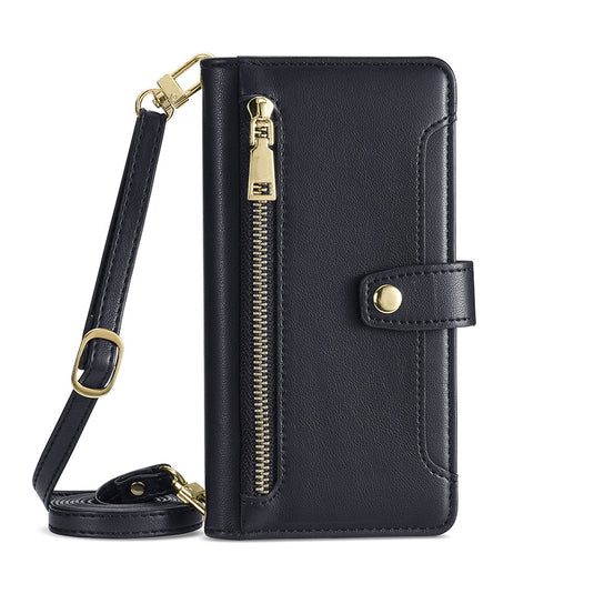 LG Stylo 5 - Women Crossbody PU Leather Wallet Series Stand Case With Long Shoulder Strap + Short Wrist Strap