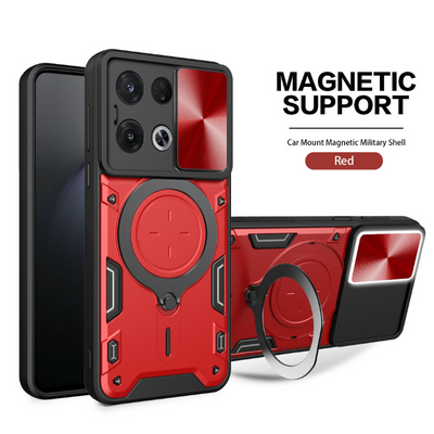 [With Stand][Built-in Slide Lens Cover] OPPO Reno13 / Pro Mecha-style Protective Hard Heavy Duty Series Case - i-Station Mobile Phone & Electronic Device Repair and Accessories