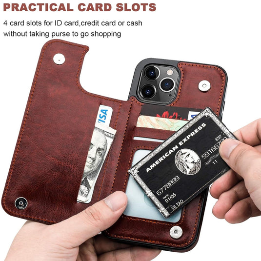 [With Card Slot] Apple iPhone 16/Plus/Pro/Max - Business Shockproof PU Leather Wallet Series Stand Case