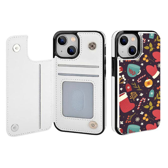 [With Card Slot] Apple iPhone 12/Mini/Pro/Max - Christmas Themed Leather Wallet Fashion-Forward Series Case