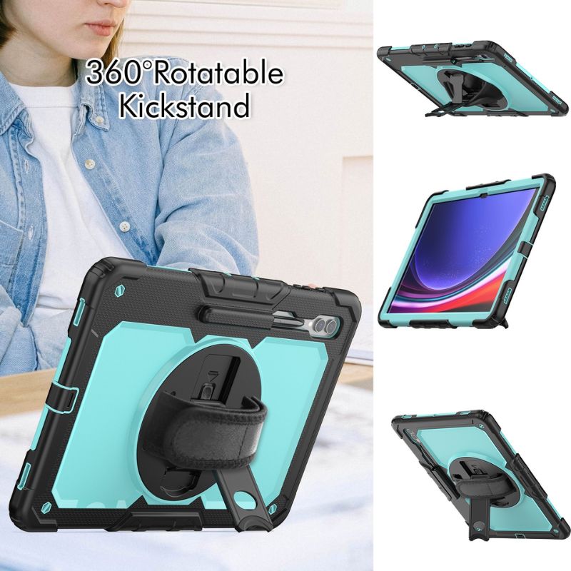 Load image into Gallery viewer, [Built-in Stand] Samsung Galaxy Tab S8 Ultra 2022 14.6&quot; (SM-X900 &amp; SM-X906) - 360 Degree Stand PC + Silicone Shockproof Case With Strap
