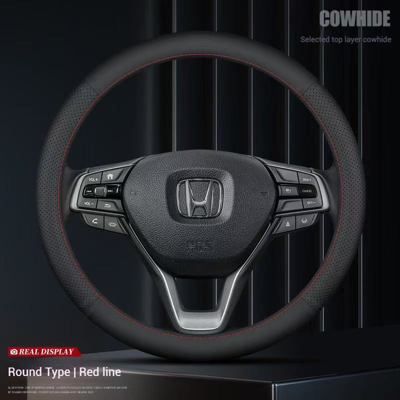 Load image into Gallery viewer, [38 CM] Universal Genuine Top Layer Leather Steering Wheel Cover For Honda Accord, Civic, CR-V, Breeze, Vezel, XR-V - i-Station Mobile Phone &amp; Electronic Device Repair and Accessories
