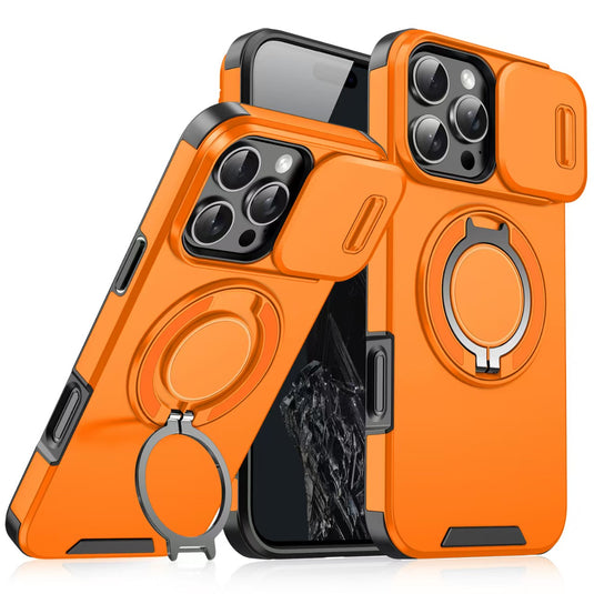 [With Slide Lens Cover][Magsafe Compatible] Apple iPhone 11/Pro/Pro Max Military-Grade Shockproof Protective Stand Series Case