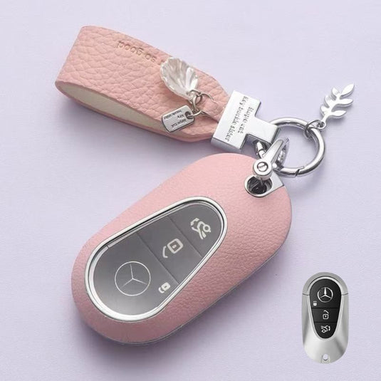 Mercedes Benz Stylish Elegant PU Leather Protection Car Key Fob Case Cover For Benz A, C, E, S-Class, GLC, GLE, GLS, GLS, EQC, EQS
